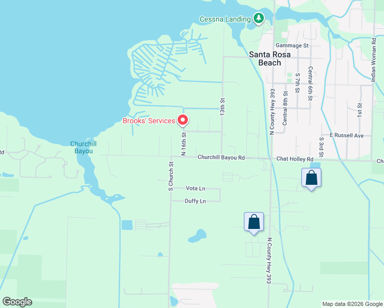 map of restaurants, bars, coffee shops, grocery stores, and more near 389 Churchill Bayou Road in Santa Rosa Beach