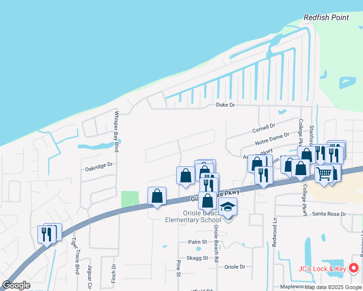 map of restaurants, bars, coffee shops, grocery stores, and more near 3050 Ranchette Square in Gulf Breeze