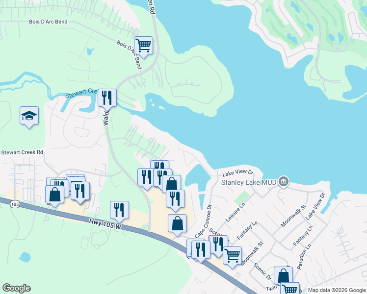 map of restaurants, bars, coffee shops, grocery stores, and more near 1244 Lake View Drive in Montgomery