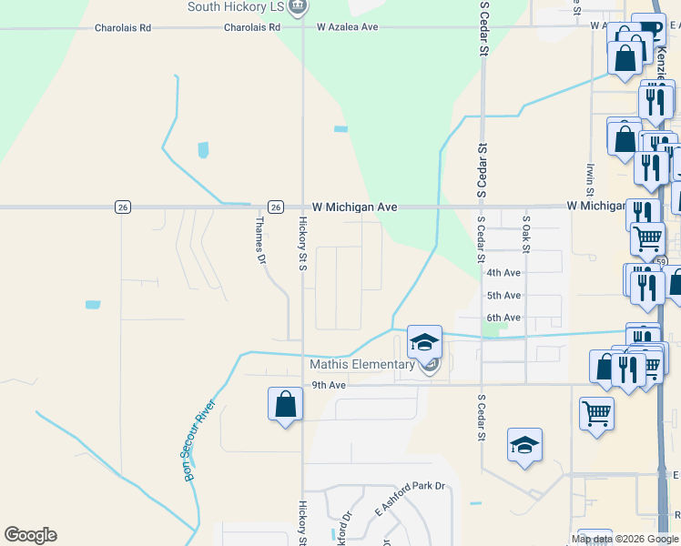 map of restaurants, bars, coffee shops, grocery stores, and more near 1364 Aldon Street in Foley