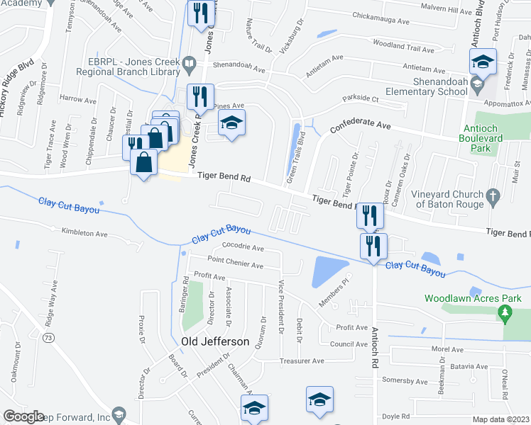 map of restaurants, bars, coffee shops, grocery stores, and more near 7037 Sweetspire Drive in Baton Rouge