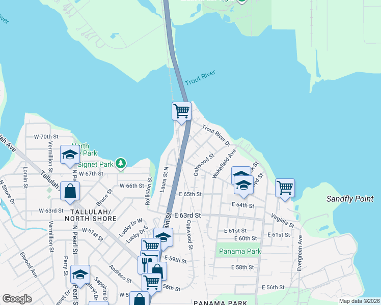 map of restaurants, bars, coffee shops, grocery stores, and more near 8066 Sterling Street in Jacksonville