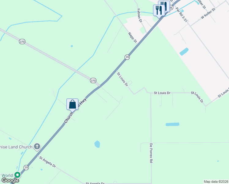 map of restaurants, bars, coffee shops, grocery stores, and more near 9238 Church Point Highway in Church Point