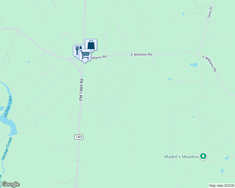 map of restaurants, bars, coffee shops, grocery stores, and more near 15783 East Williams Road in Conroe