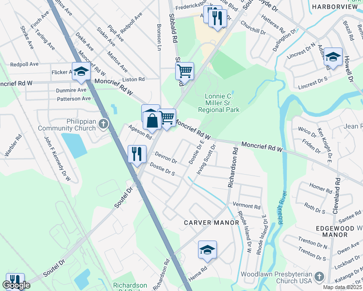 map of restaurants, bars, coffee shops, grocery stores, and more near 7415 Kylan Drive West in Jacksonville