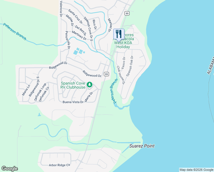 map of restaurants, bars, coffee shops, grocery stores, and more near 11288 County Road 99 in Lillian