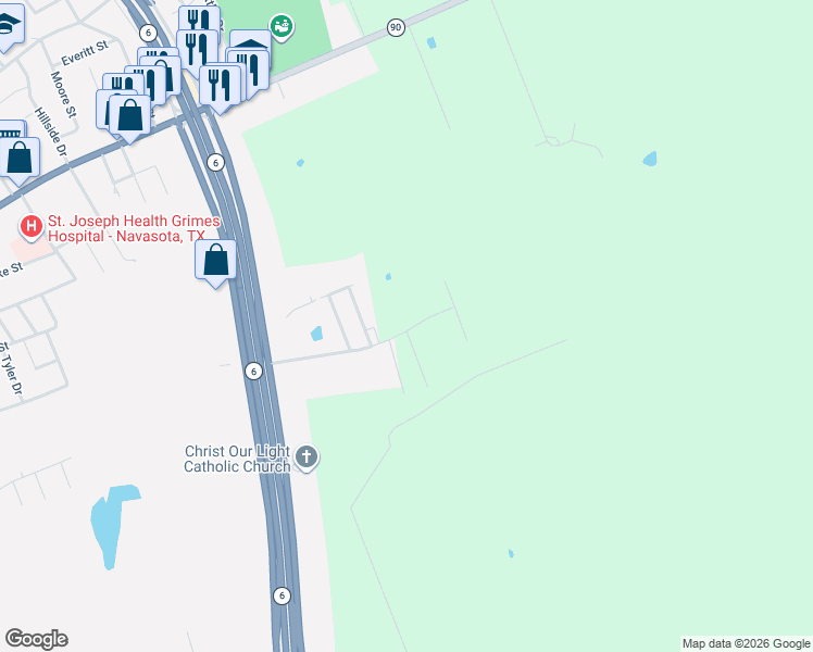 map of restaurants, bars, coffee shops, grocery stores, and more near 1903 Dove Crossing Ln in Navasota