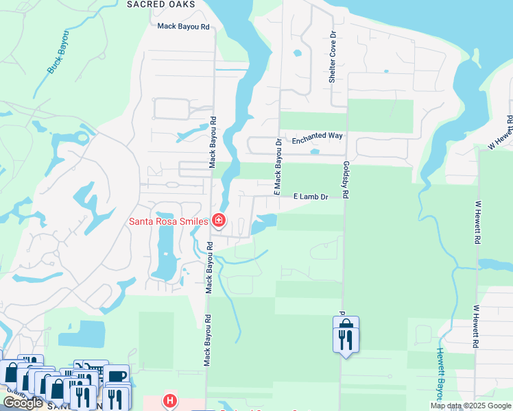map of restaurants, bars, coffee shops, grocery stores, and more near 272 East Mack Bayou Drive in Santa Rosa Beach