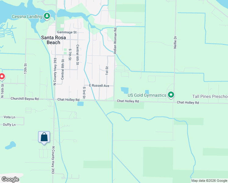 map of restaurants, bars, coffee shops, grocery stores, and more near 87 Indian Woman Road in Santa Rosa Beach