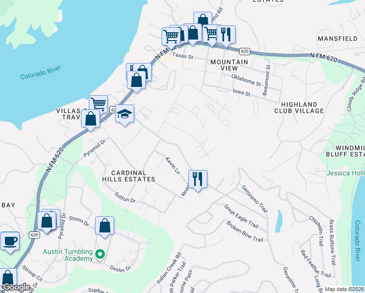 map of restaurants, bars, coffee shops, grocery stores, and more near 15108 General Williamson Drive in Austin