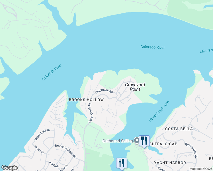 map of restaurants, bars, coffee shops, grocery stores, and more near 1521 Chipmunk Road in Austin