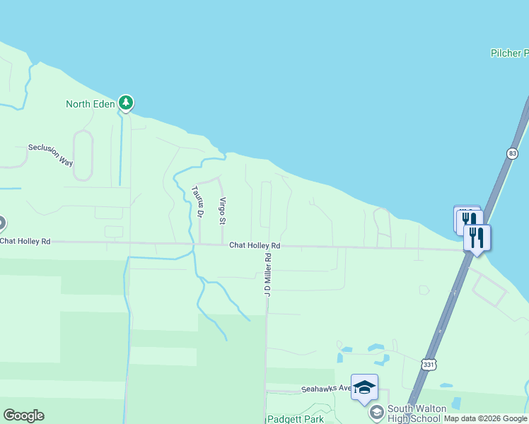 map of restaurants, bars, coffee shops, grocery stores, and more near 1805 J D Miller Road in Santa Rosa Beach
