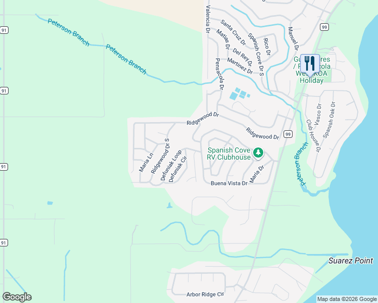 map of restaurants, bars, coffee shops, grocery stores, and more near 126 Defuniak Loop in Lillian