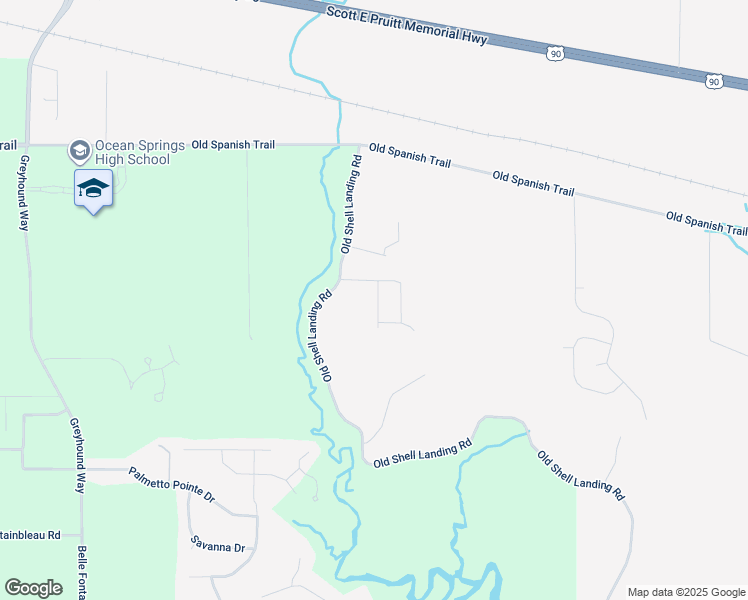 map of restaurants, bars, coffee shops, grocery stores, and more near 3301 Joy Lane in Ocean Springs