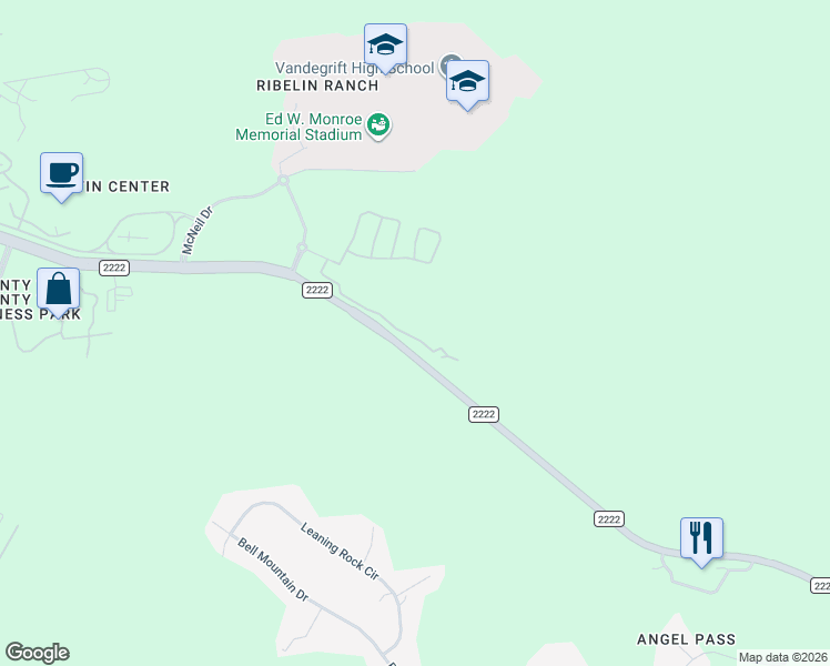 map of restaurants, bars, coffee shops, grocery stores, and more near 9346-9586 Ranch to Market 2222 in Austin