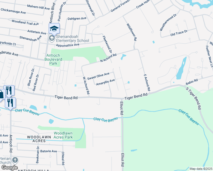 map of restaurants, bars, coffee shops, grocery stores, and more near 6912 Rose Hill Drive in Baton Rouge