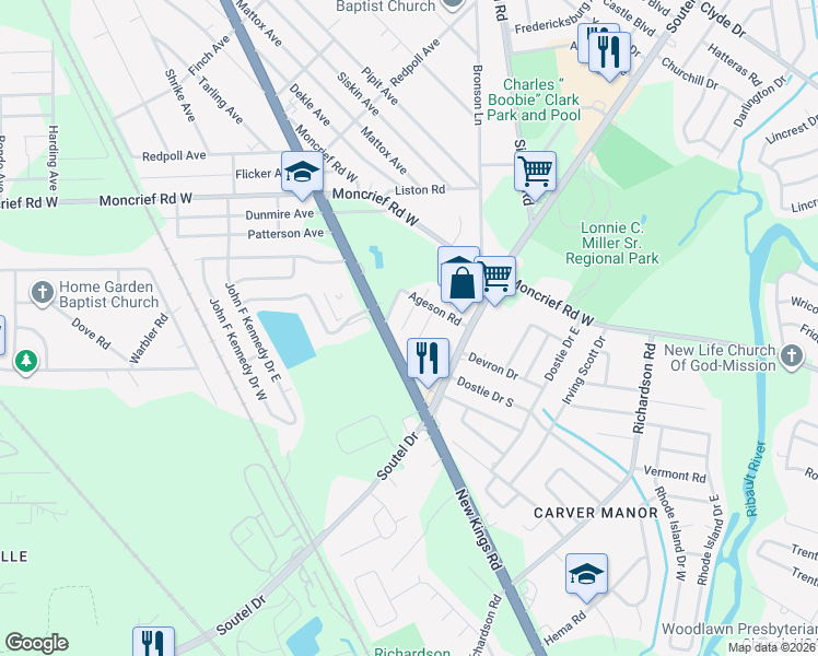map of restaurants, bars, coffee shops, grocery stores, and more near 7444 Jerry Avenue in Jacksonville