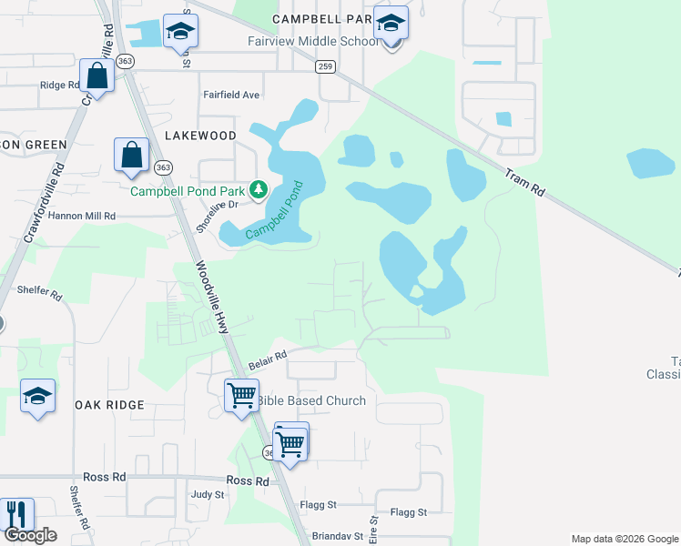 map of restaurants, bars, coffee shops, grocery stores, and more near 5066 Cooks Rd in Tallahassee