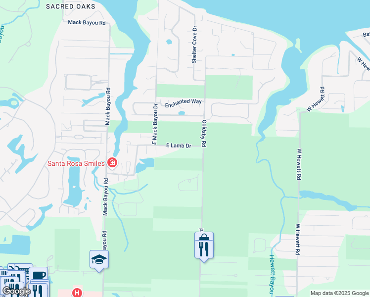 map of restaurants, bars, coffee shops, grocery stores, and more near 138 East Lamb Drive in Santa Rosa Beach