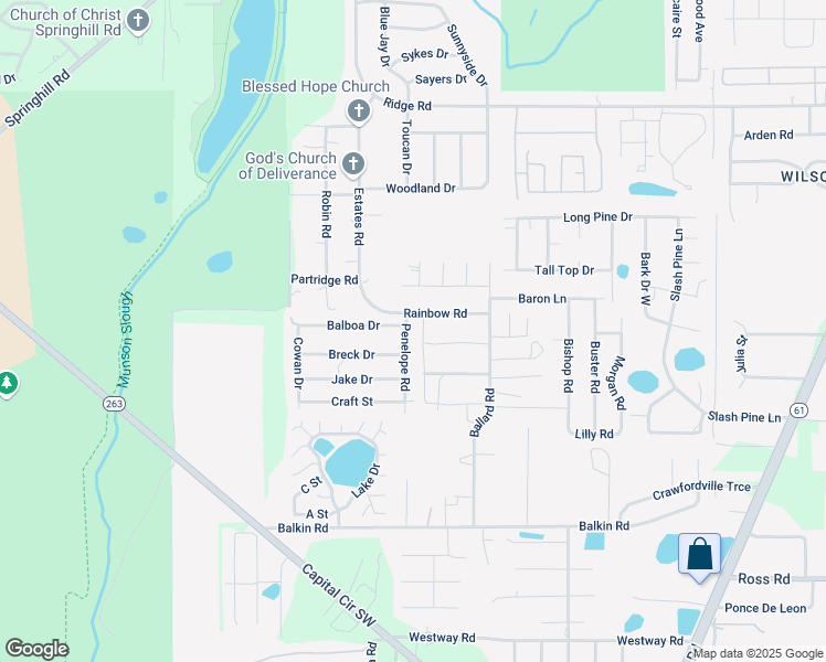 map of restaurants, bars, coffee shops, grocery stores, and more near 4004 Penelope Road in Tallahassee