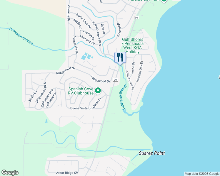 map of restaurants, bars, coffee shops, grocery stores, and more near 1423 Ridgewood Circle in Lillian