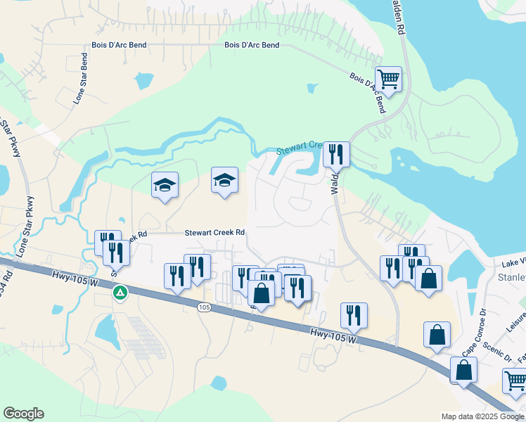 map of restaurants, bars, coffee shops, grocery stores, and more near 9749 South Lakeview Mist Court in Montgomery