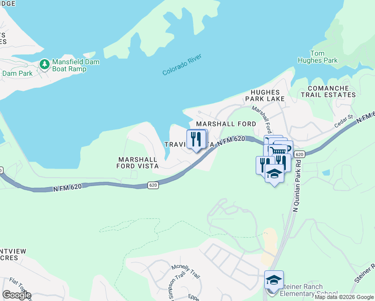 map of restaurants, bars, coffee shops, grocery stores, and more near in Austin