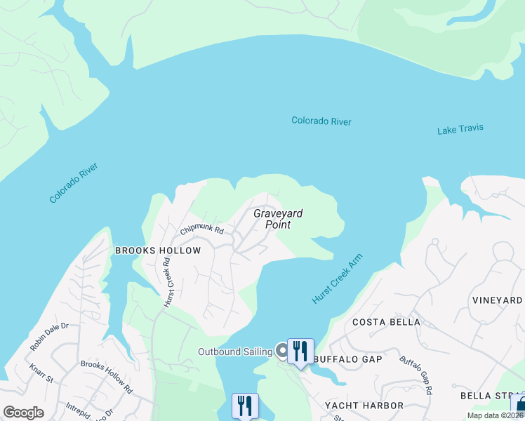 map of restaurants, bars, coffee shops, grocery stores, and more near 1801 Center Point Lane in Austin