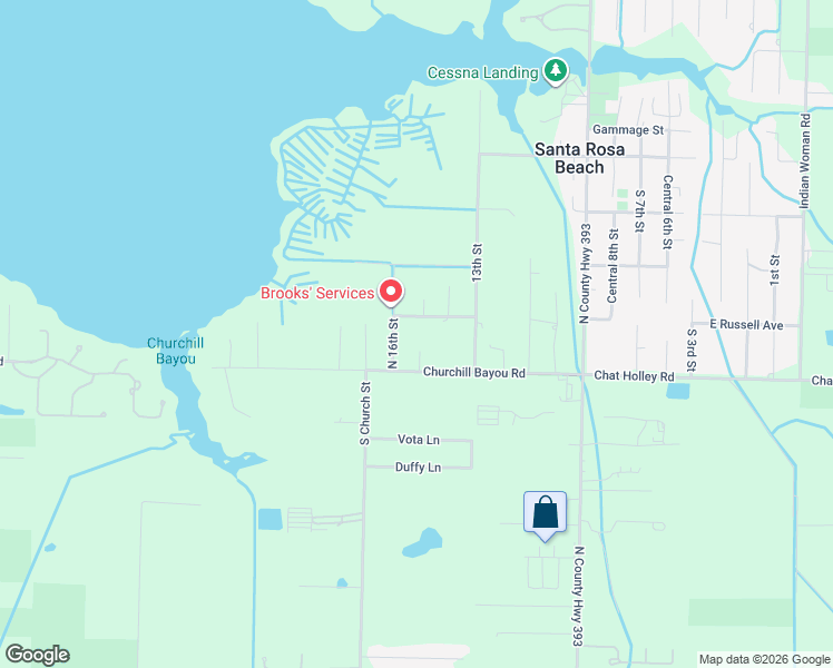 map of restaurants, bars, coffee shops, grocery stores, and more near 51 15th Street in Santa Rosa Beach