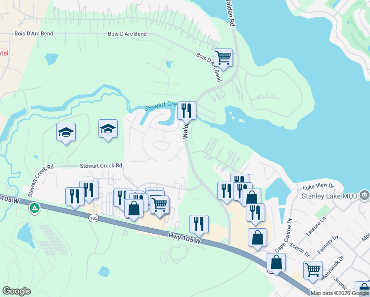 map of restaurants, bars, coffee shops, grocery stores, and more near 9601 Stewart Springs Boulevard in Montgomery