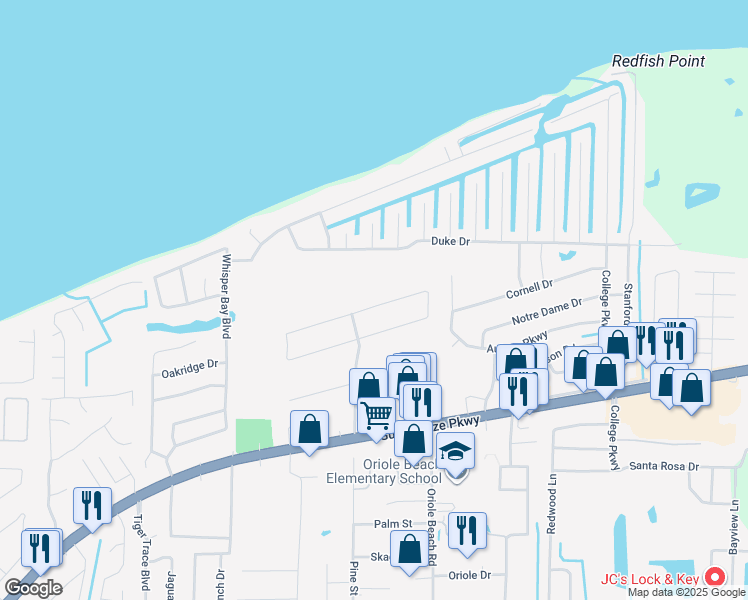 map of restaurants, bars, coffee shops, grocery stores, and more near 3050 Ranchette Square in Gulf Breeze