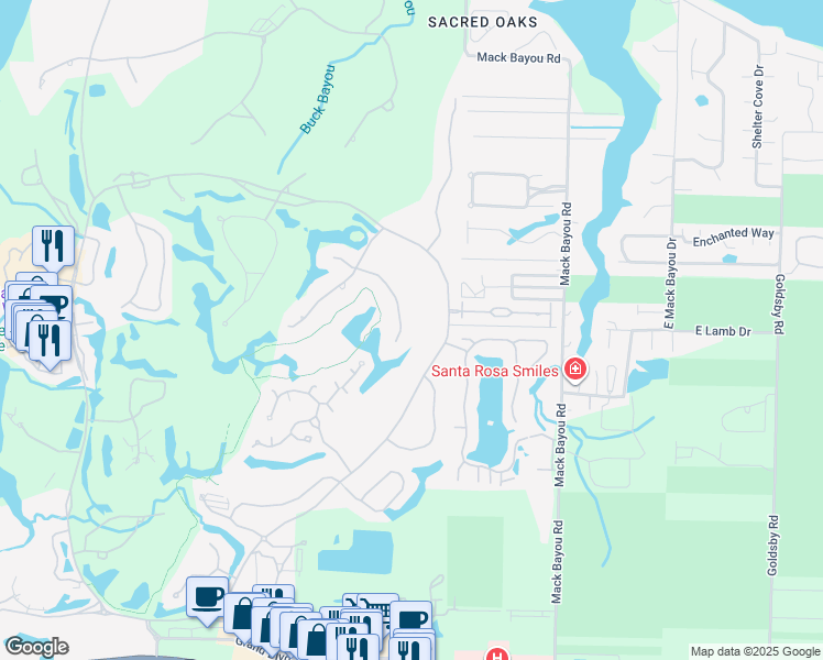map of restaurants, bars, coffee shops, grocery stores, and more near 1495 Island Green Lane East in Miramar Beach