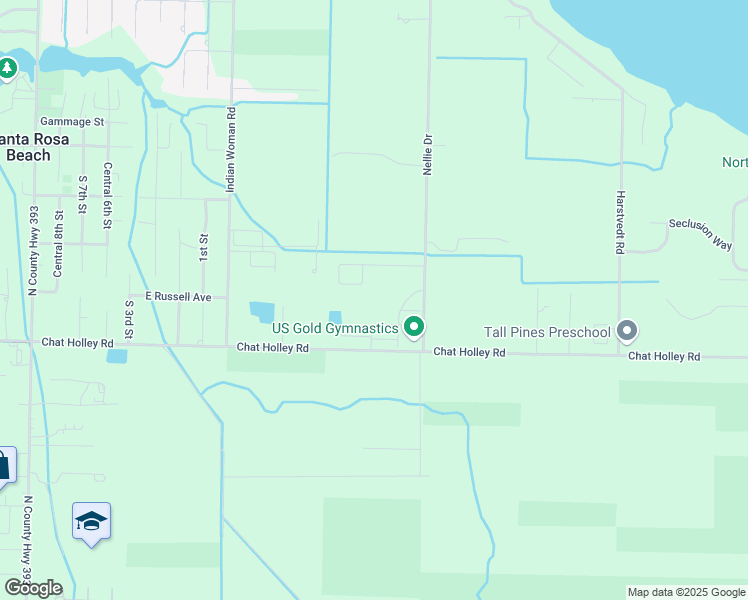 map of restaurants, bars, coffee shops, grocery stores, and more near 2432 Chat Holley Road in Santa Rosa Beach