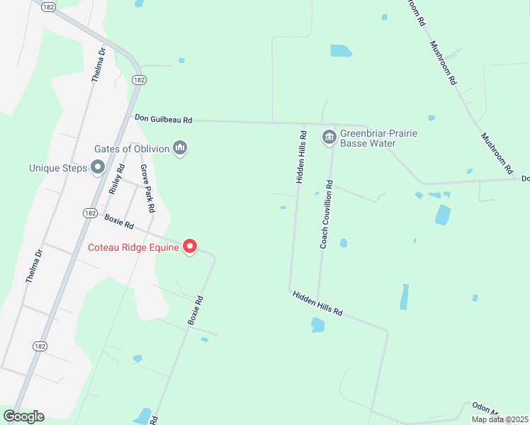 map of restaurants, bars, coffee shops, grocery stores, and more near 268 Hidden Hills Road in Arnaudville