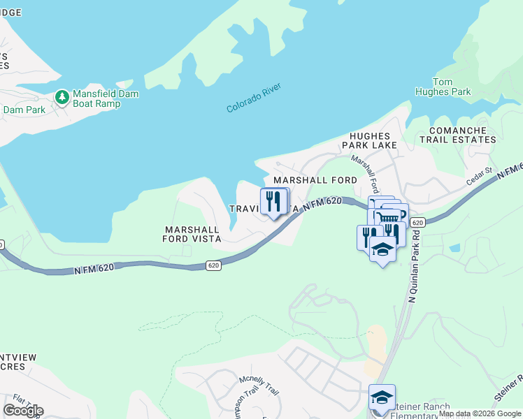 map of restaurants, bars, coffee shops, grocery stores, and more near in Austin