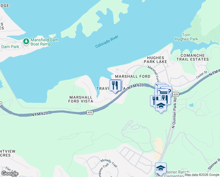 map of restaurants, bars, coffee shops, grocery stores, and more near in Austin