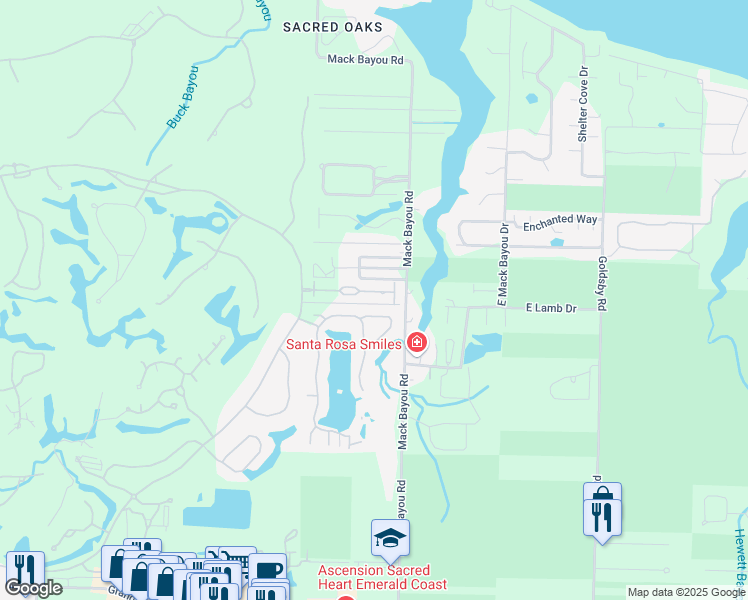 map of restaurants, bars, coffee shops, grocery stores, and more near 2454 Bungalo Lane in Miramar Beach