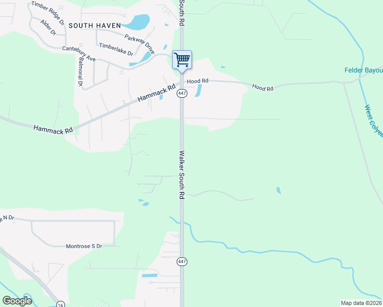 map of restaurants, bars, coffee shops, grocery stores, and more near 22202 Walker South Road in Denham Springs