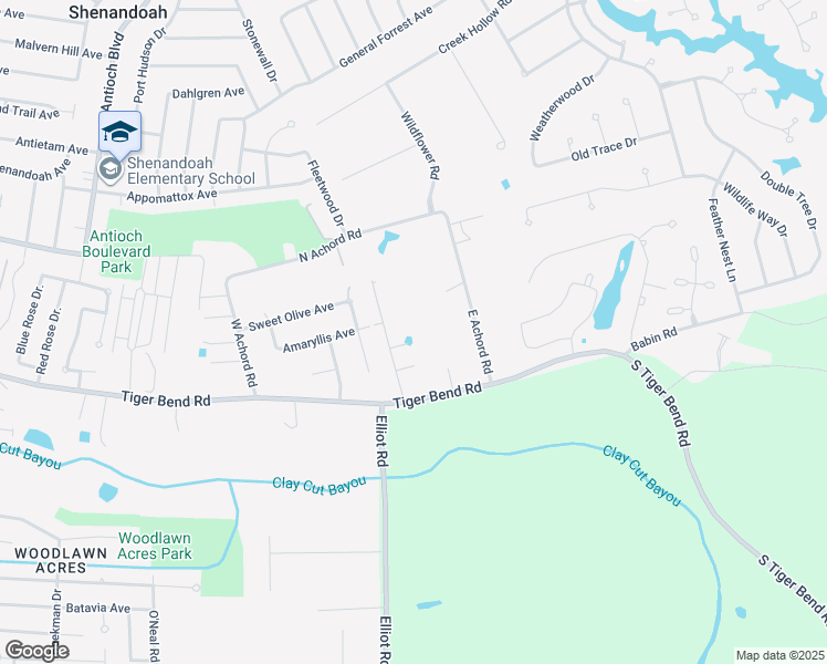 map of restaurants, bars, coffee shops, grocery stores, and more near 6620 East Achord Road in Baton Rouge