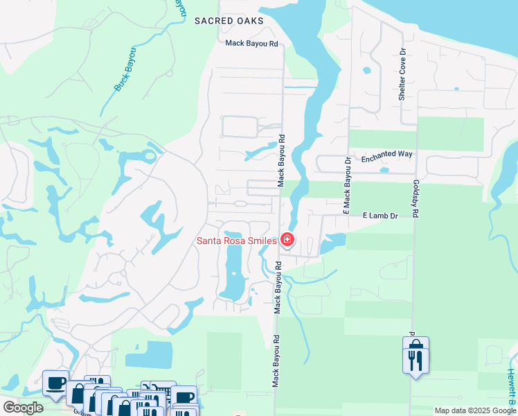 map of restaurants, bars, coffee shops, grocery stores, and more near 2455 Bungalo Lane in Destin