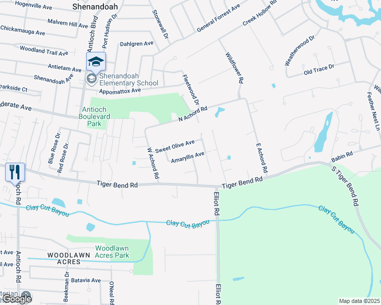 map of restaurants, bars, coffee shops, grocery stores, and more near 6912 Rose Hill Drive in Baton Rouge