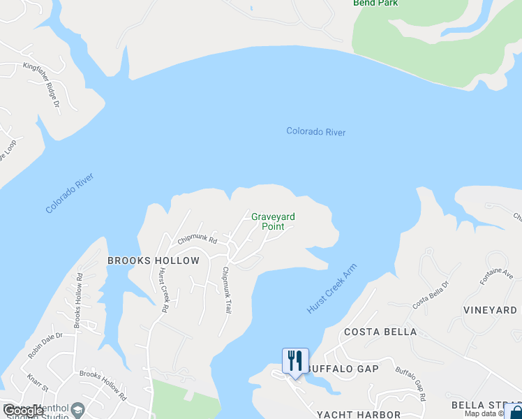 map of restaurants, bars, coffee shops, grocery stores, and more near 1813 Graveyard Point Road in Austin