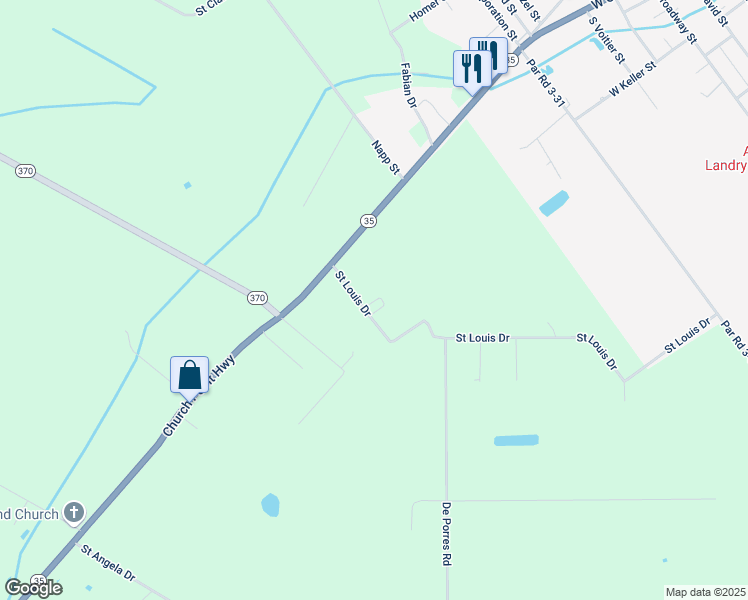 map of restaurants, bars, coffee shops, grocery stores, and more near 1043 Saint Louis Drive in Church Point