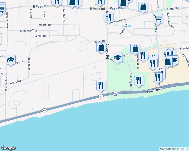 map of restaurants, bars, coffee shops, grocery stores, and more near 288 Venetian Gardens in Gulfport