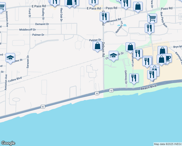 map of restaurants, bars, coffee shops, grocery stores, and more near 288 Venetian Gardens in Gulfport