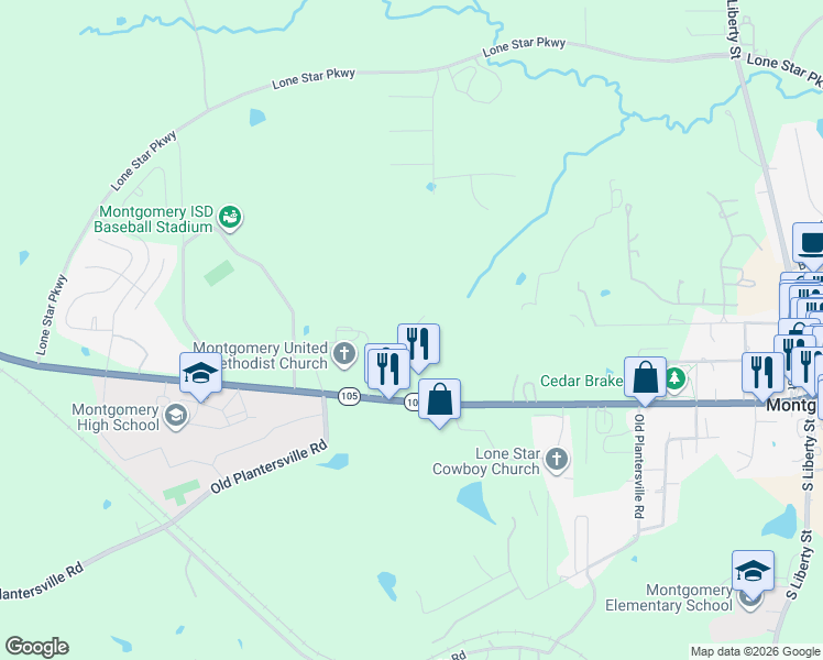 map of restaurants, bars, coffee shops, grocery stores, and more near 1332 Westway Drive in Montgomery