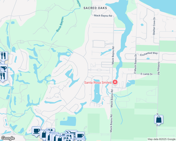 map of restaurants, bars, coffee shops, grocery stores, and more near 1541 Baytowne Avenue East in Miramar Beach