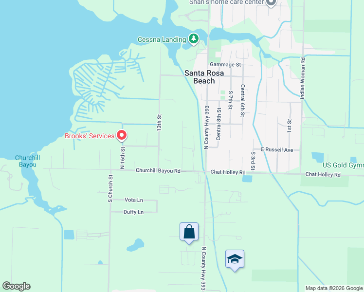 map of restaurants, bars, coffee shops, grocery stores, and more near 160 11th Street in Santa Rosa Beach