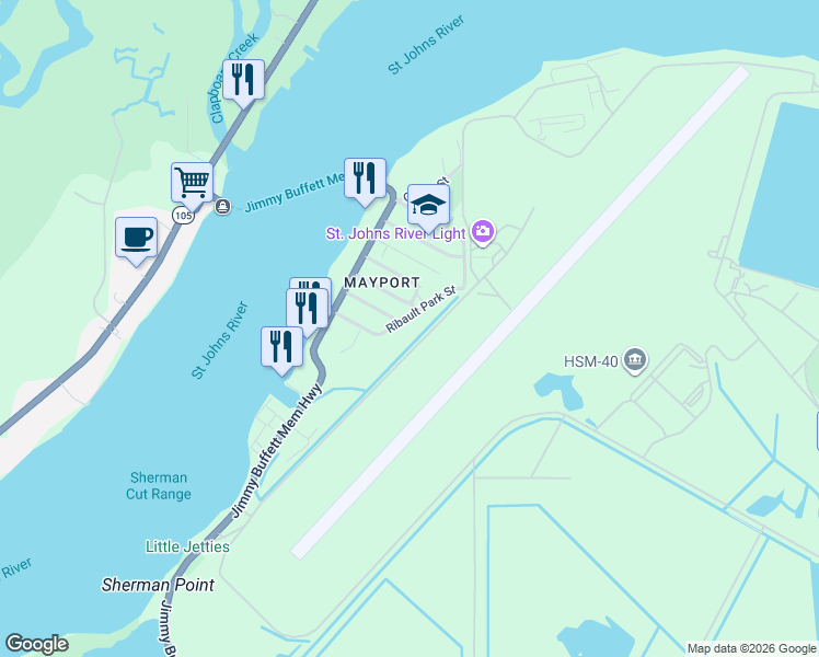 map of restaurants, bars, coffee shops, grocery stores, and more near 1349 Henry Street in Jacksonville
