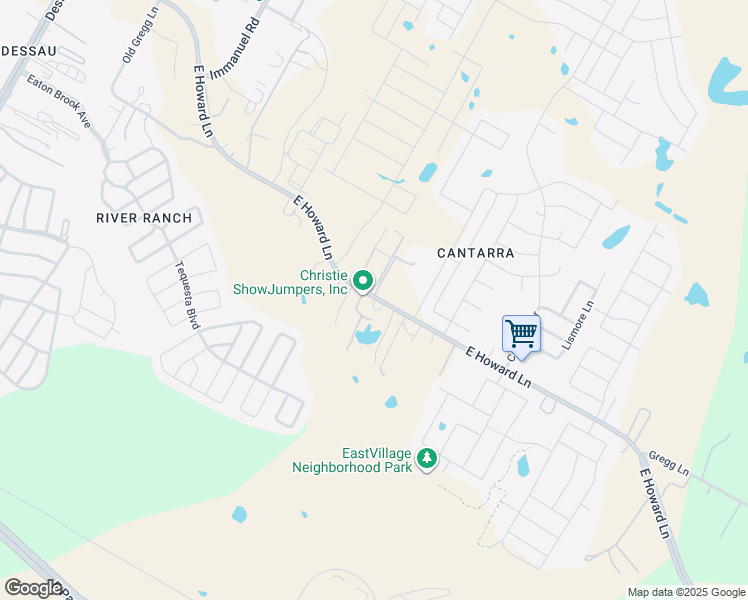 map of restaurants, bars, coffee shops, grocery stores, and more near 2909 East Howard Lane in Manor